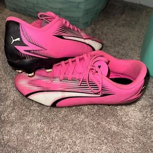 Puma Women's Pink and Black Soccer Cleats